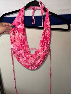 Bear Dance Hot Pink Floral Halter Top